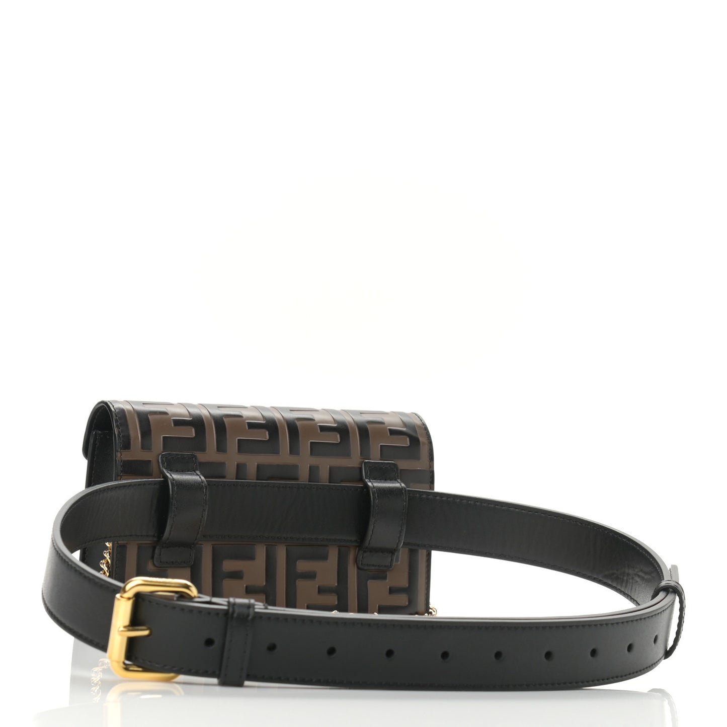 Vitello Liberty F is Fendi Bi-Color FF 1974 Embossed Envelope Belt Bag Maya Black