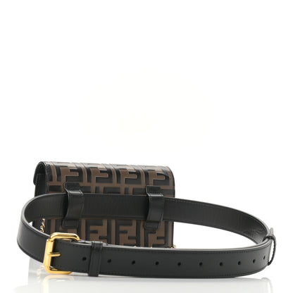 Fendi Vitello Liberty F is Fendi Bi-Color FF 1974 Embossed Envelope Belt Bag Maya Black 3 of 10