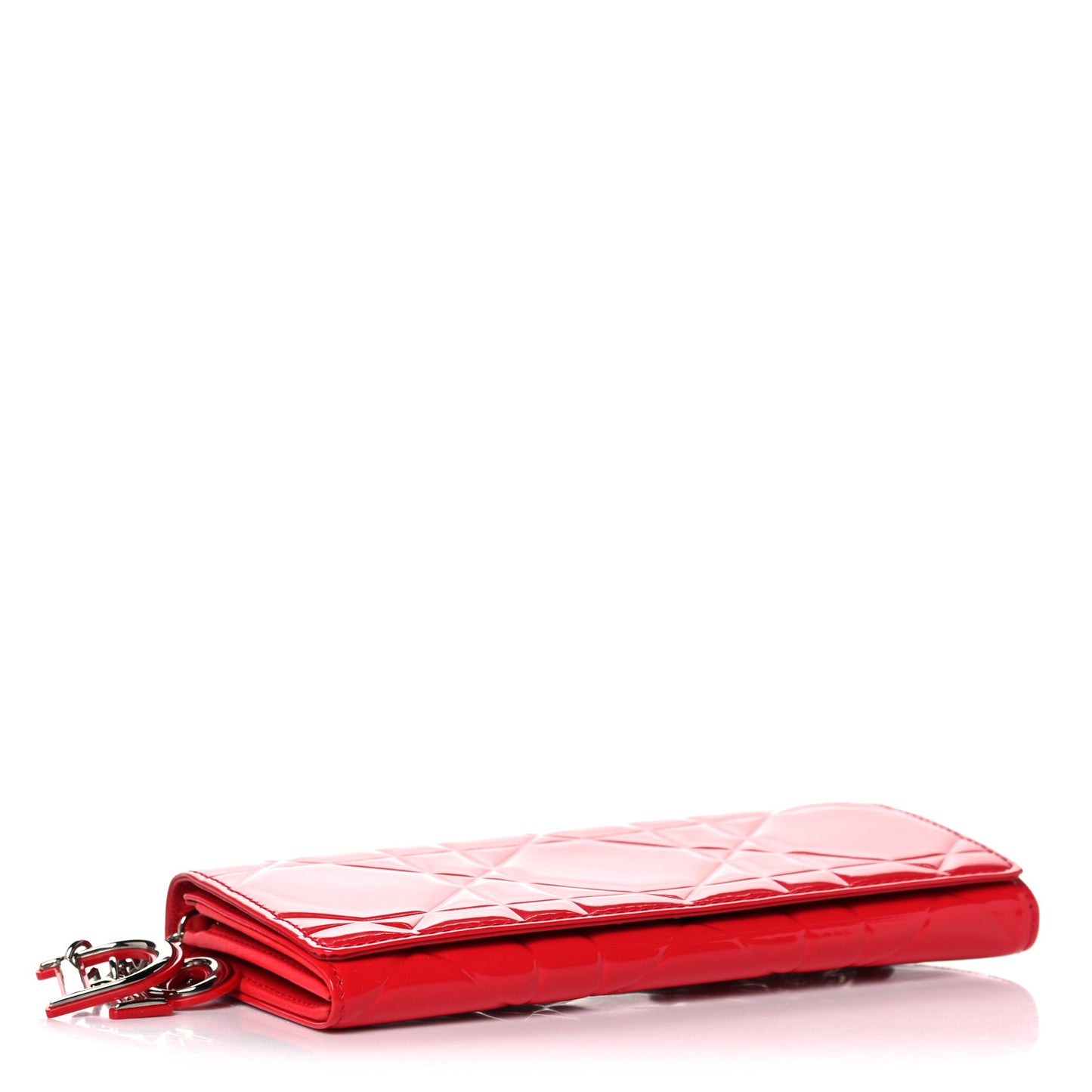 Patent Cannage Lady Dior Rendezvous Wallet On Chain Red