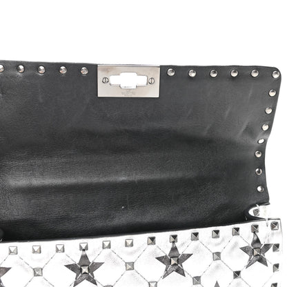 Valentino Garavani Metallic Lambskin Medium Star Rockstud Spike Shoulder Bag Silver 13 of 13