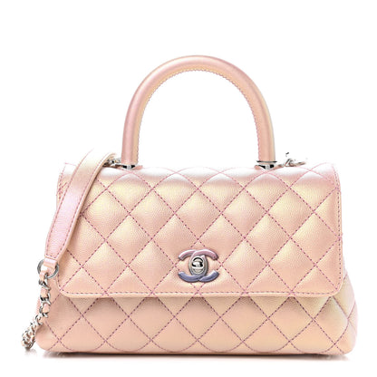 Chanel Iridescent Caviar Quilted Mini Coco Handle Flap Pink 1 of 9