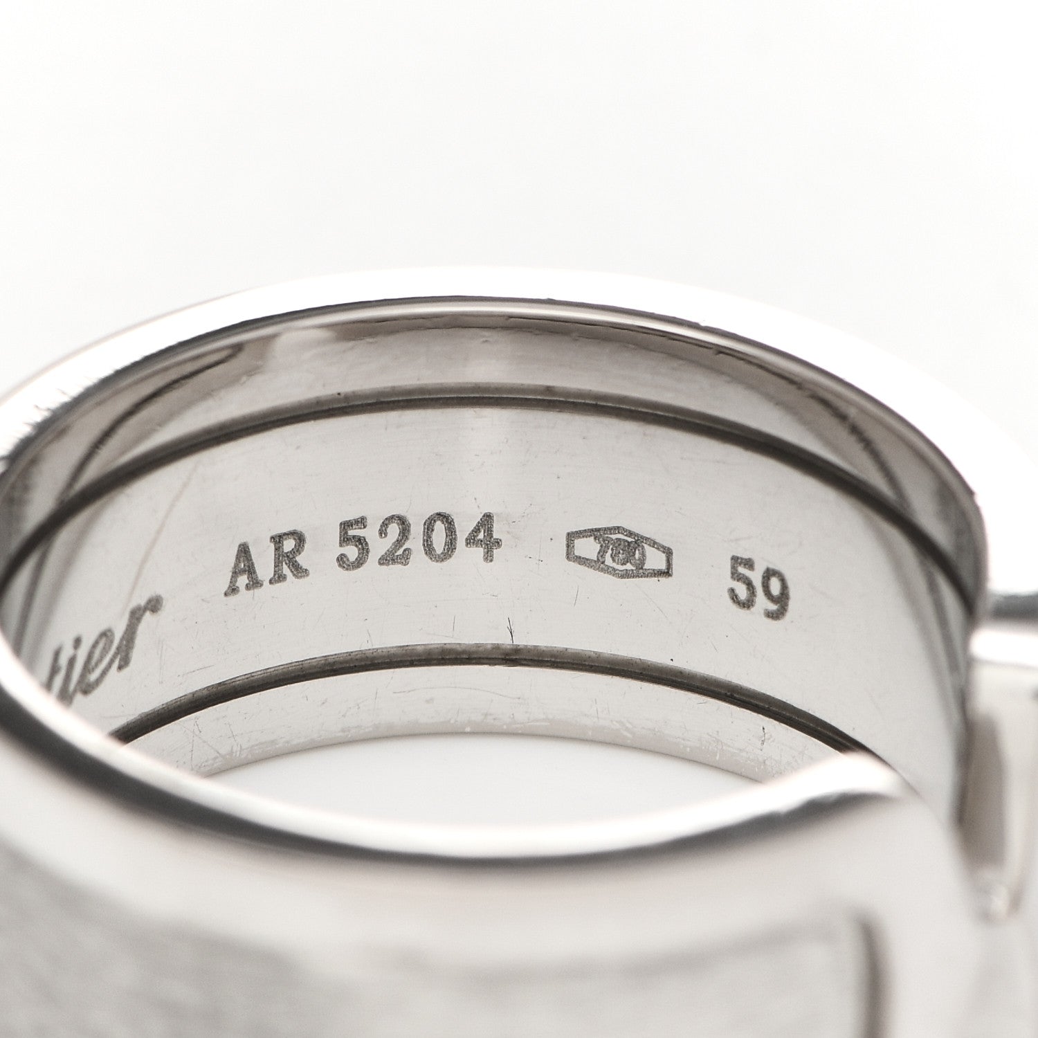 Cartier 18K White Gold 10mm Logo De Cartier Ring 59 8.75 6 of 6