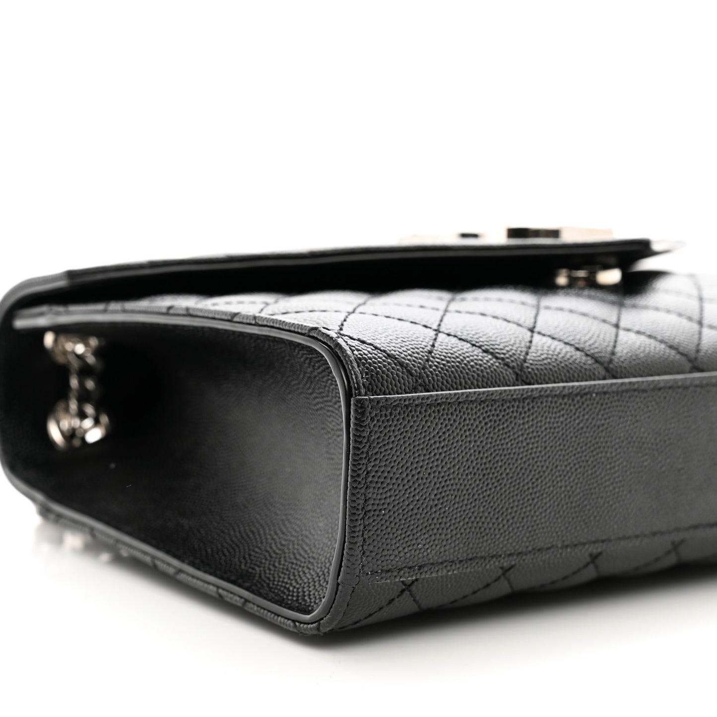 Grain De Poudre Textured Mixed Matelasse Triquilt Medium Monogram Satchel Black
