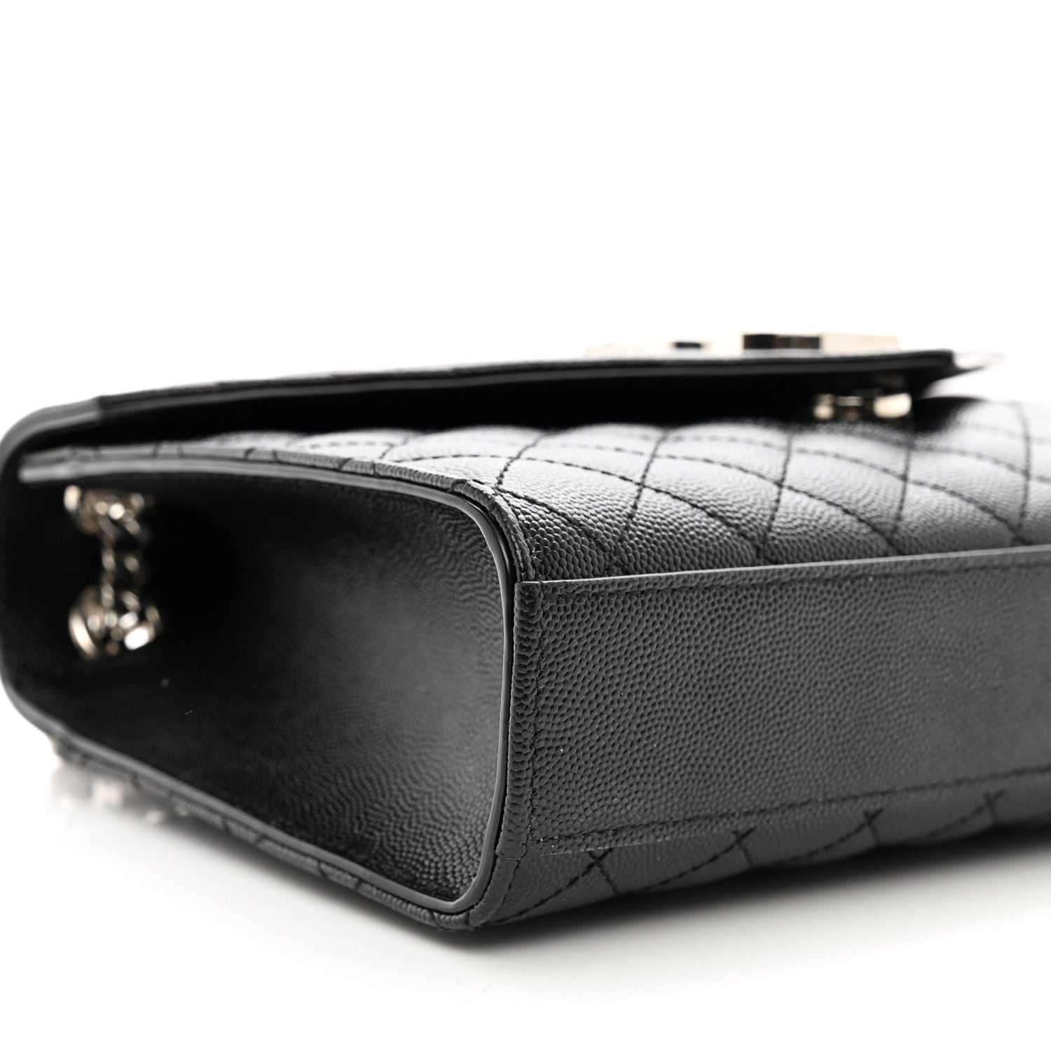 Saint Laurent Grain De Poudre Textured Mixed Matelasse Triquilt Medium Monogram Satchel Black 9 of 10