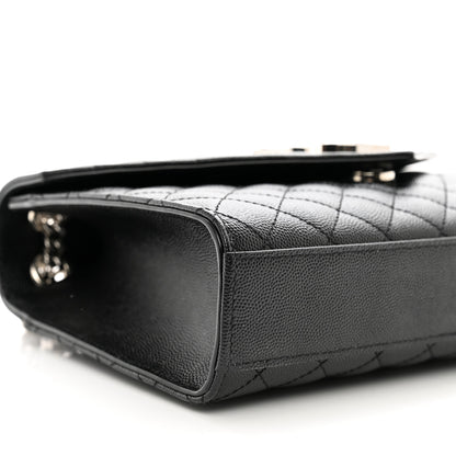 Saint Laurent Grain De Poudre Textured Mixed Matelasse Triquilt Medium Monogram Satchel Black 9 of 10