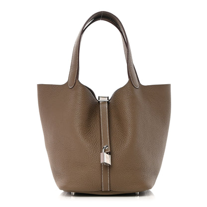 Hermes Taurillon Clemence Picotin Lock 22 MM Etoupe 1 of 11