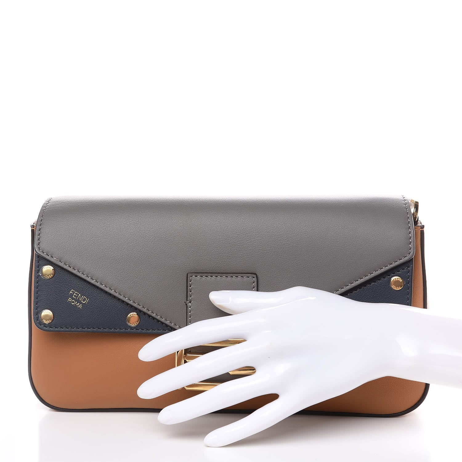 Fendi Vitello Grace FF 1974 Baguette Nocciolo Argilla Notte 2 of 10