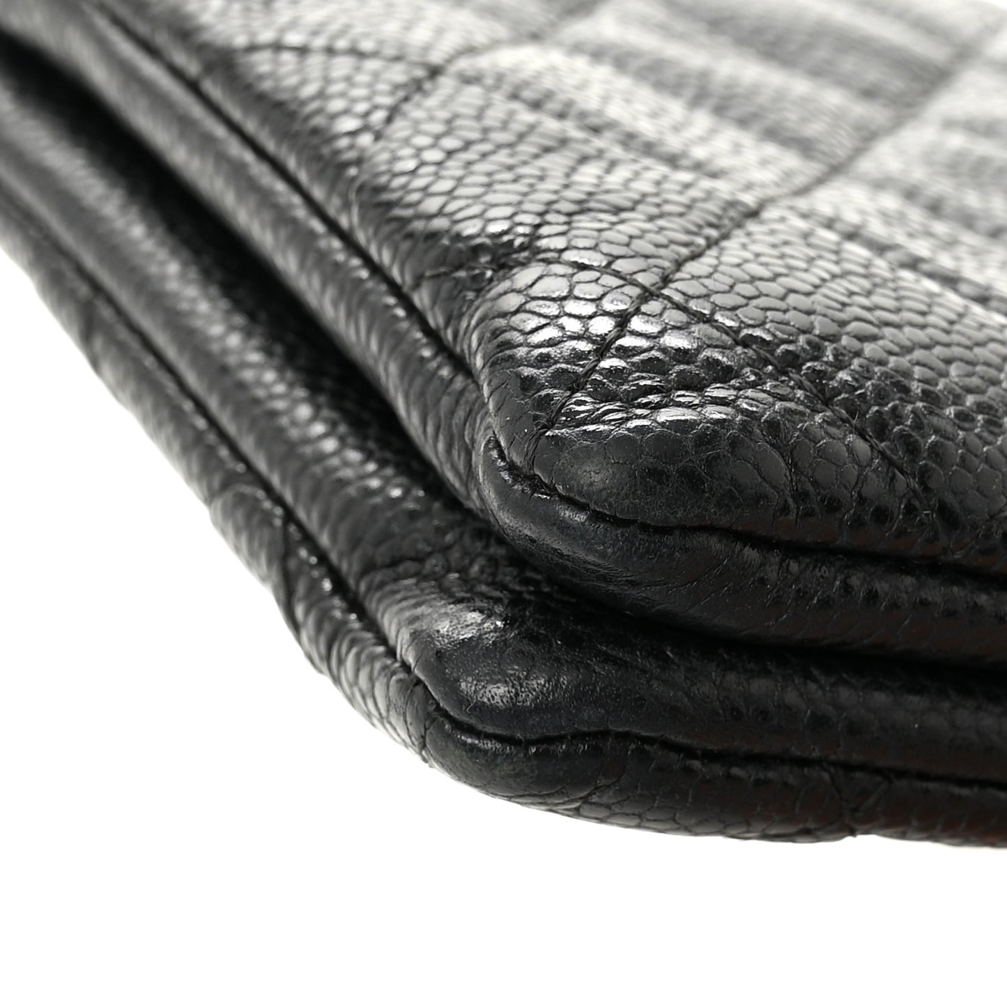 Caviar Quilted Small Zipped Clutch Black