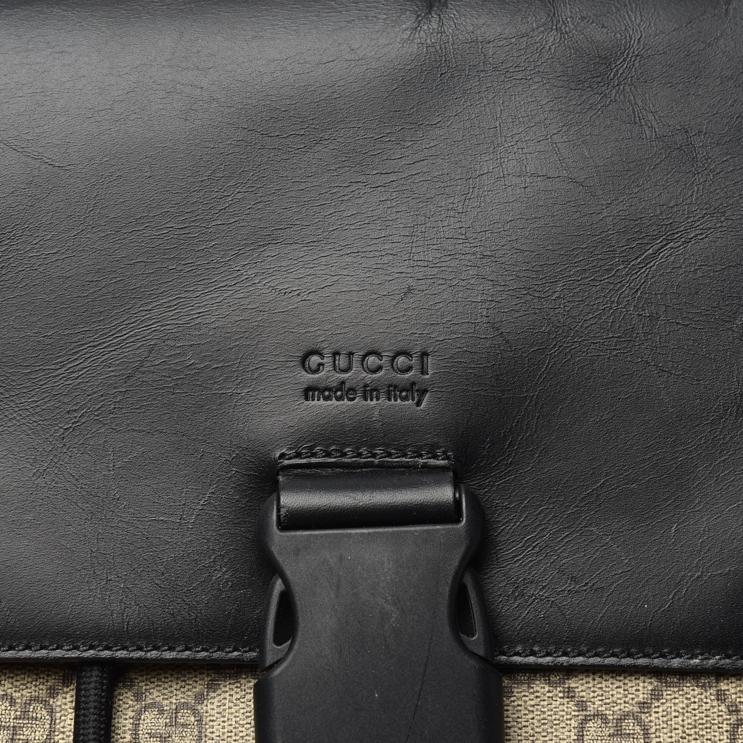 Gucci GG Supreme Monogram Single Buckle Backpack Beige Black 14 of 14