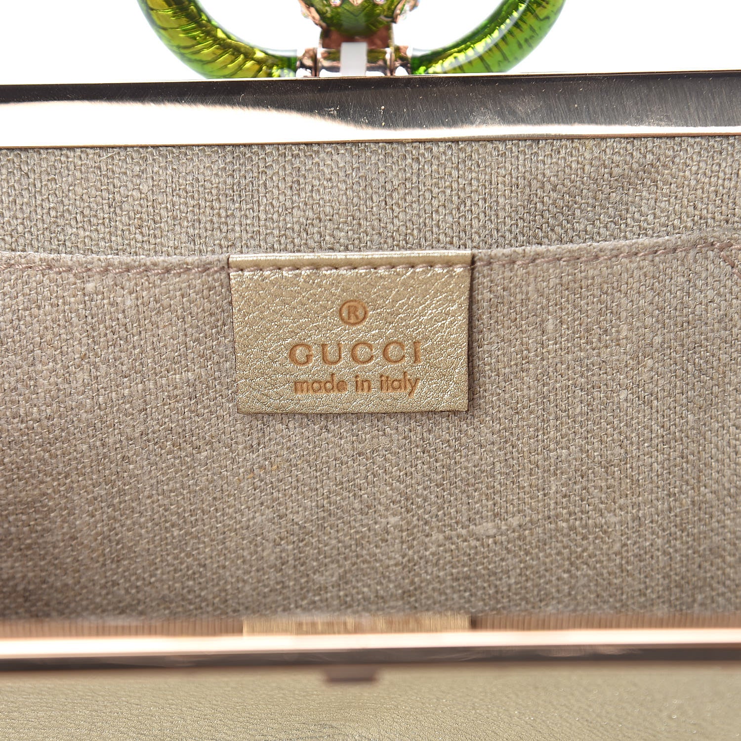 Gucci Metallic Calfskin Jeweled Dragon Evening Bag Gold 6 of 14