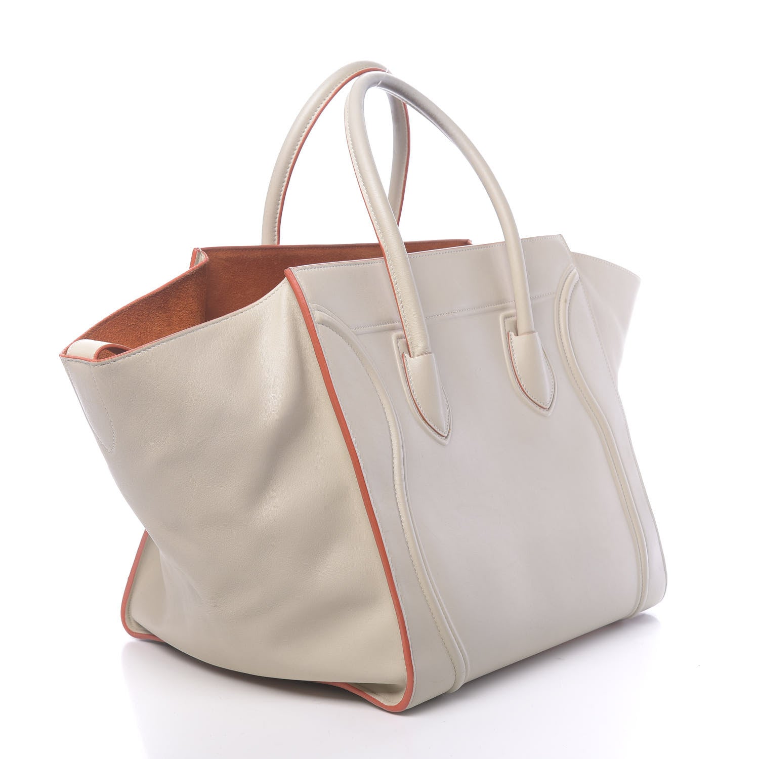 Celine Smooth Calfskin Medium Phantom Luggage Chalk Orange Trim 4 of 13