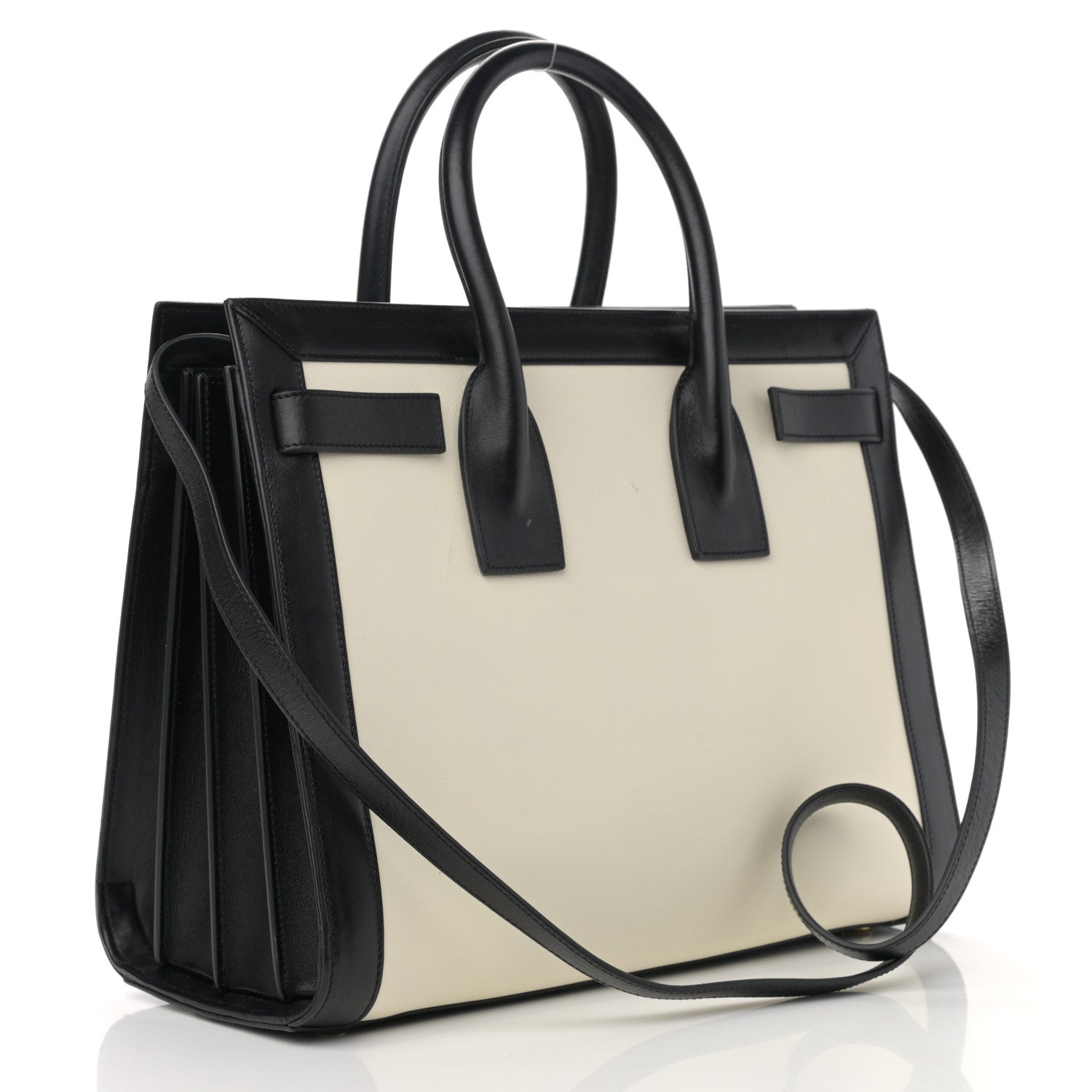 Saint Laurent Calfskin Bi-Color Small Sac De Jour White Black 3 of 12