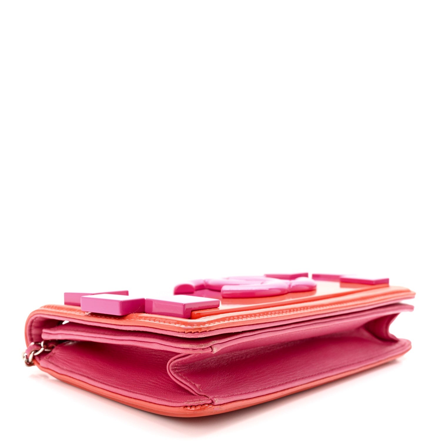 Chanel Plexiglass Patent Small Boy Brick Flap Pink Orange 4 of 11