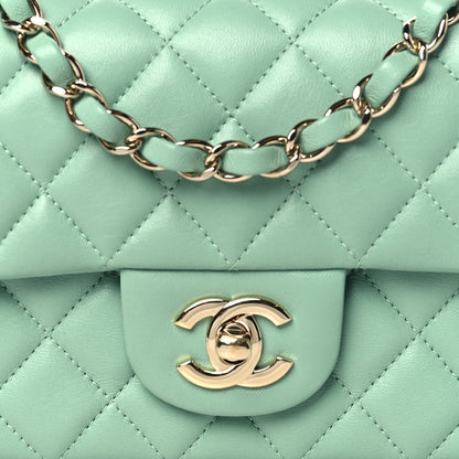 Chanel Lambskin Quilted Mini Rectangular Flap Light Green 8 of 10