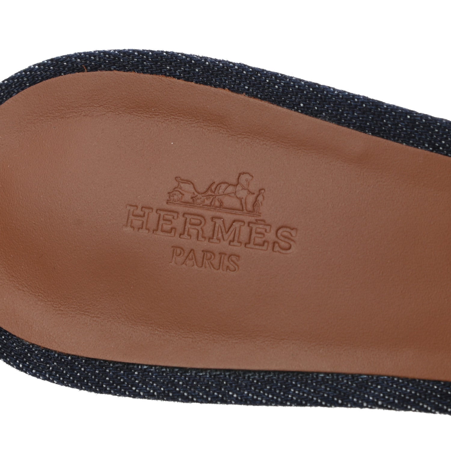 Hermes Calfskin Denim Oasis Sandals 40 Bleu Brut Gold 6 of 10