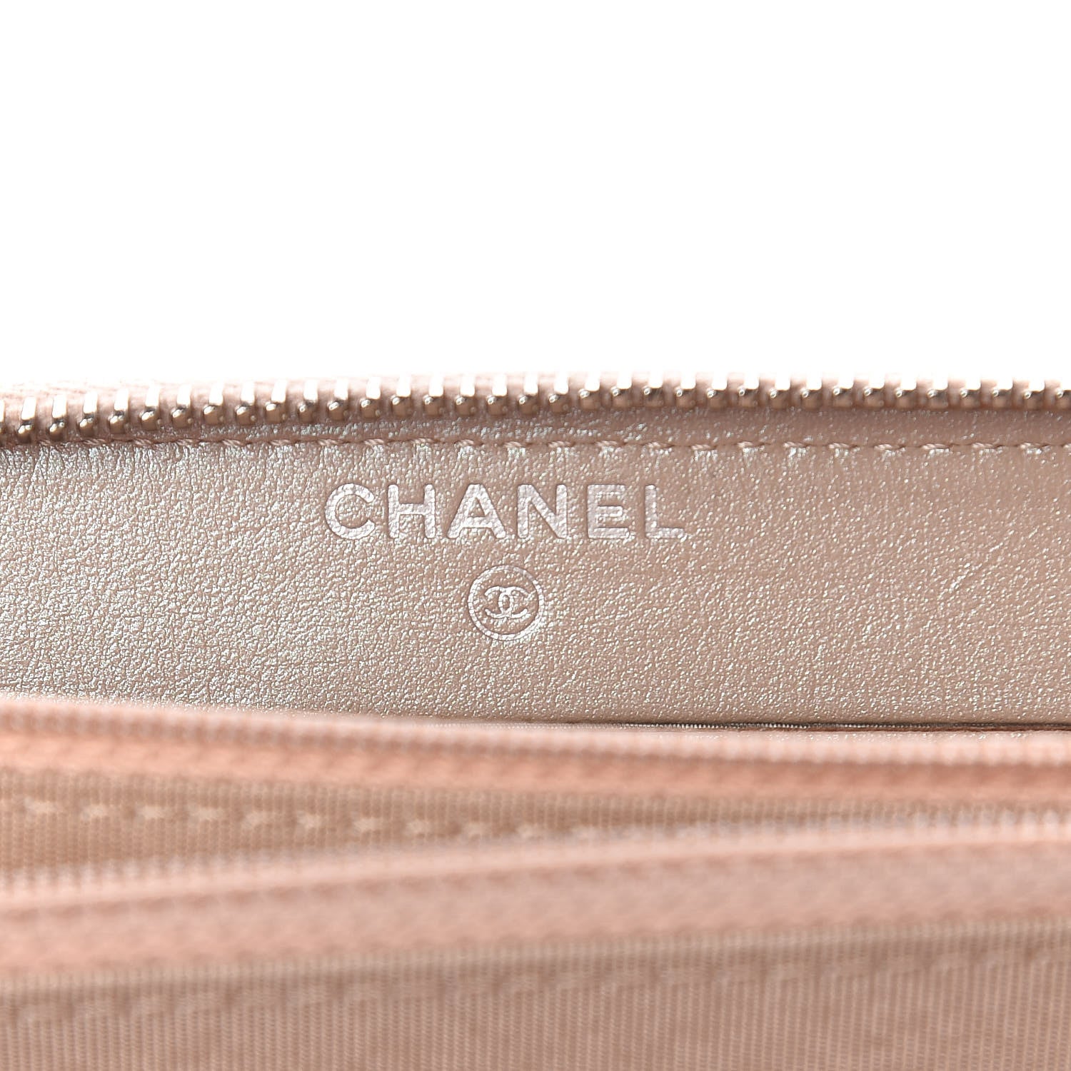 Chanel Metallic Caviar Chevron Quilted Small Zip Around Wallet Light Gold 7 of 10
