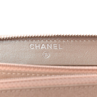 Chanel Metallic Caviar Chevron Quilted Small Zip Around Wallet Light Gold 7 of 10