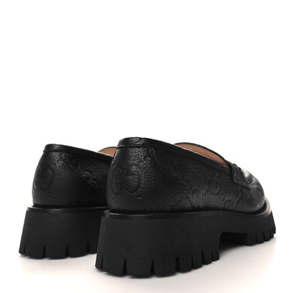 Gucci Piuma Calfskin Embossed Womens Jeanne Platform Lug Sole 30/45mm Loafers 40.5 Black 4 of 8