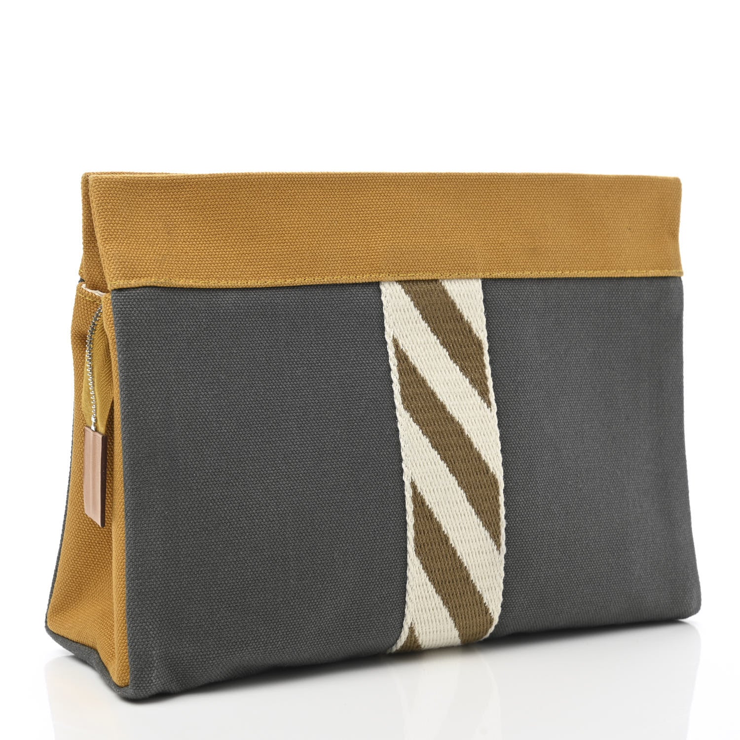 Hermes Toile Trousse De Voyage Jimetou PM Ocre Acier 3 of 7