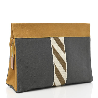 Hermes Toile Trousse De Voyage Jimetou PM Ocre Acier 3 of 7