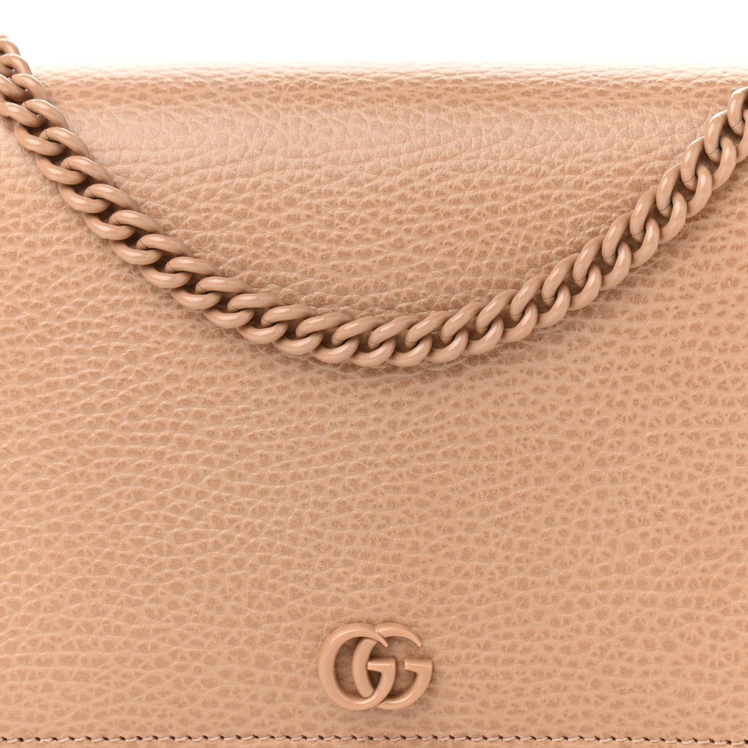 Gucci Dollar Calfskin Enamel Monochrome Mini GG Marmont Chain Wallet Camelia 7 of 11