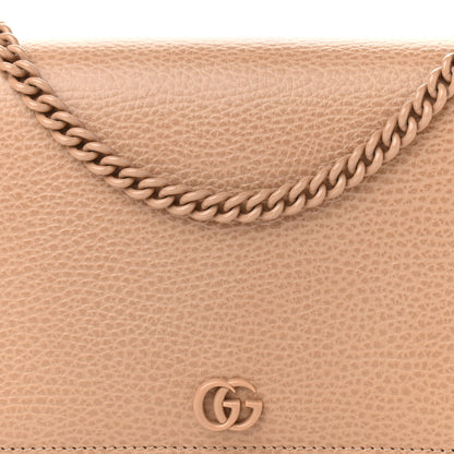 Gucci Dollar Calfskin Enamel Monochrome Mini GG Marmont Chain Wallet Camelia 7 of 11