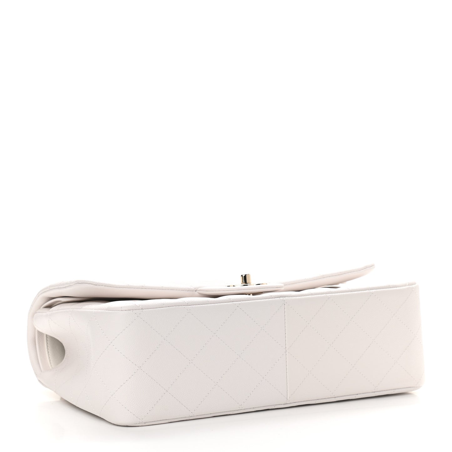 Caviar Quilted Jumbo Double Flap White