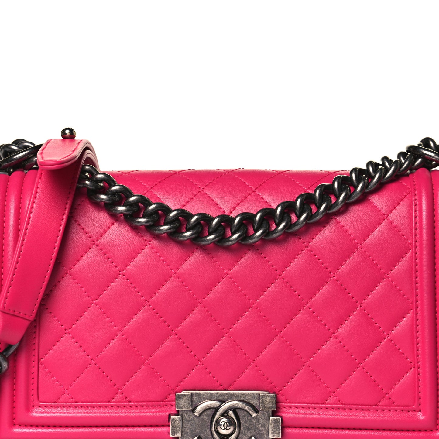 Lambskin Quilted Medium Boy Flap Pink