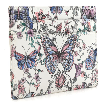 Christian Dior Calfskin Butterfly Printed Caro Five-Slot Card Holder White Multicolor 3 of 9