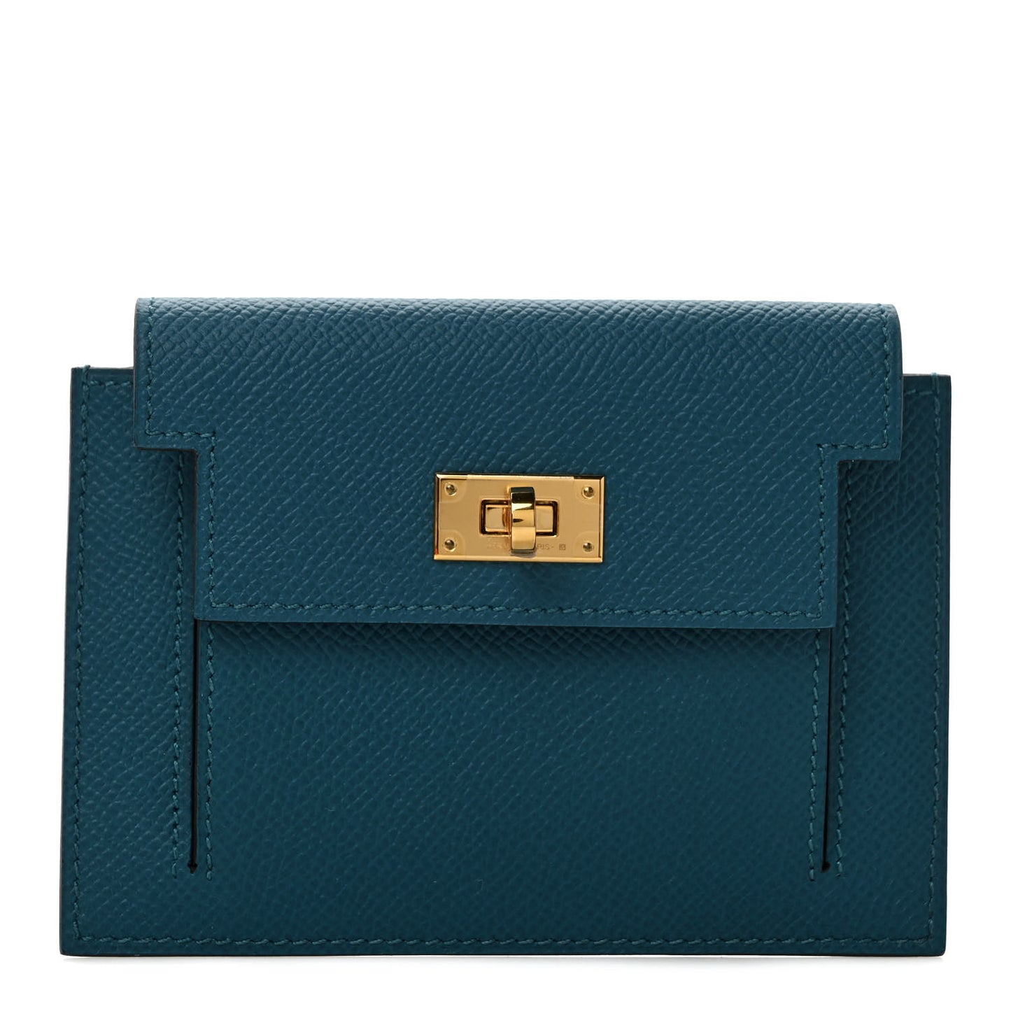 Epsom Kelly Pocket Compact Wallet Vert Bosphore