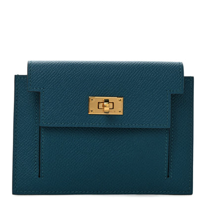 Hermes Epsom Kelly Pocket Compact Wallet Vert Bosphore 1 of 7