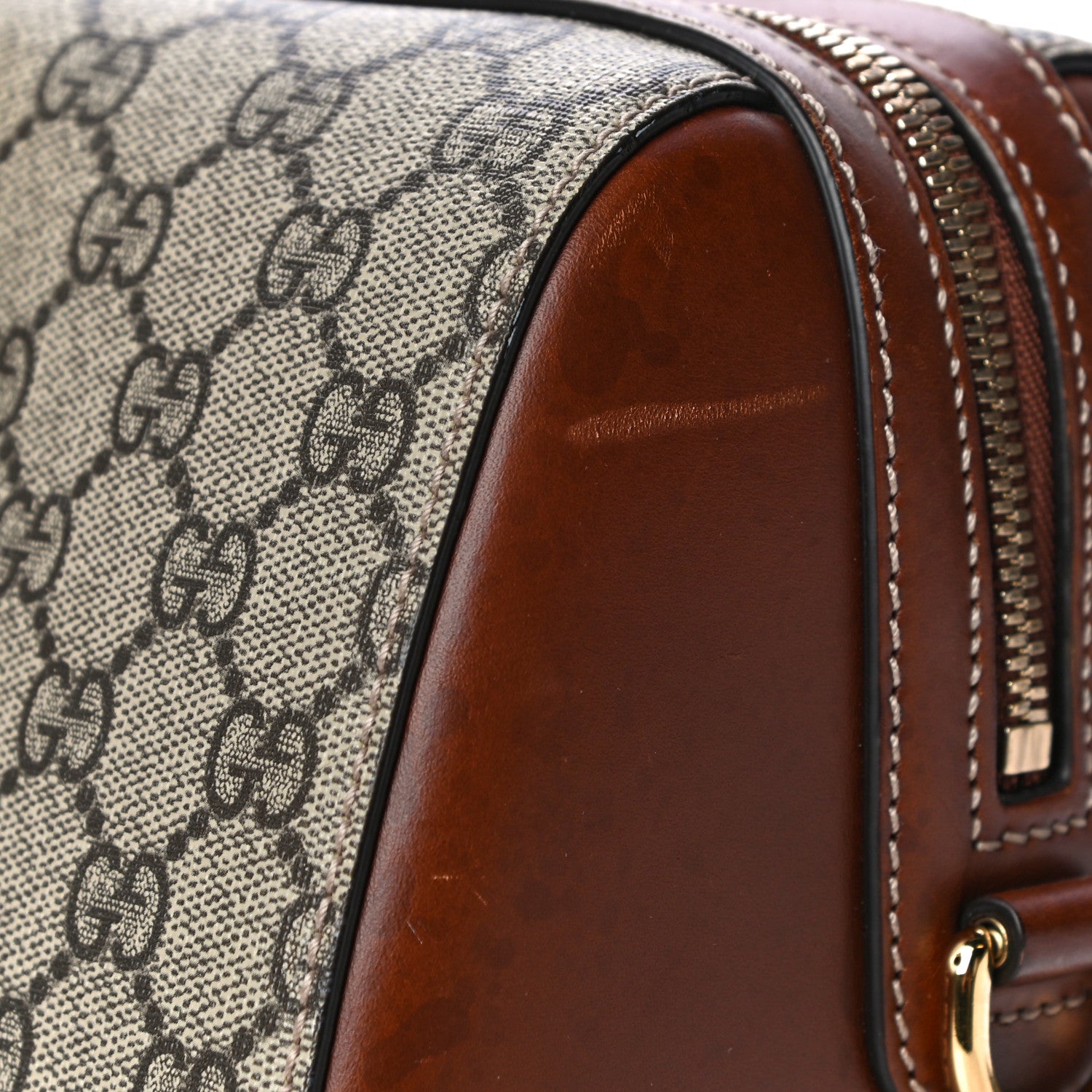 Gucci GG Supreme Monogram Medium Boston Beige Cuir 13 of 26