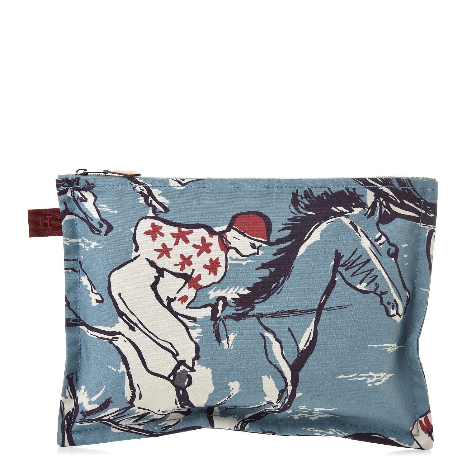 Hermes Toile Flat Equator Trousse GM Bleu 1 of 7