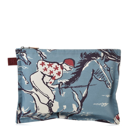 Hermes Toile Flat Equator Trousse GM Bleu 1 of 7