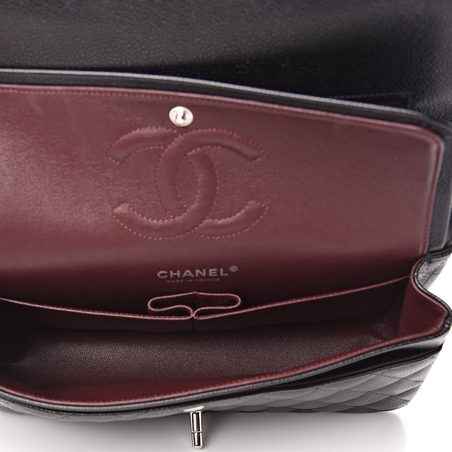 Caviar Quilted Medium Double Flap Black