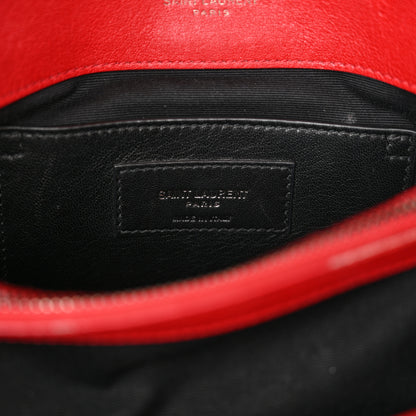 Saint Laurent Sheepskin Matelasse Chevron Monogram Medium College Bag Rouge 6 of 16