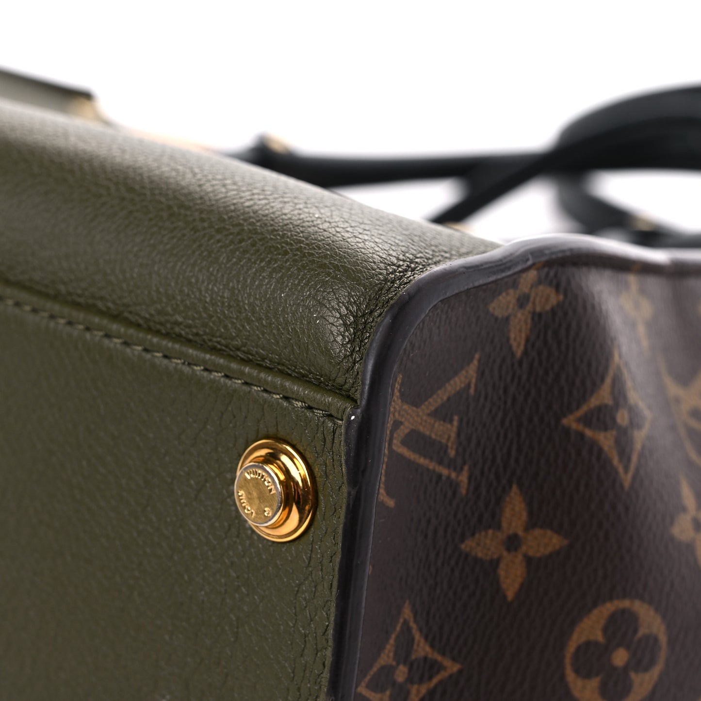 Calfskin Monogram On My Side MM Laurier Green Toffee Latte Beige