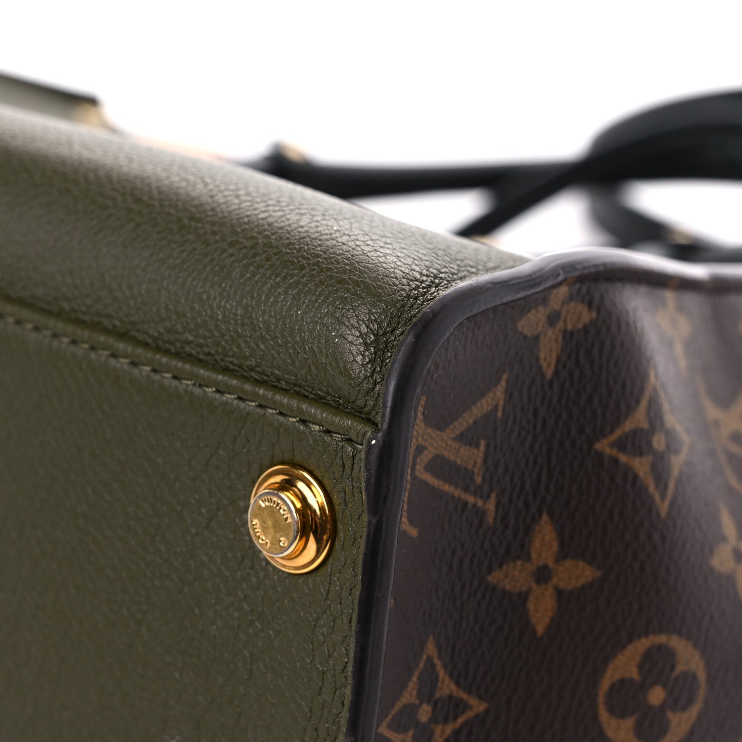 Louis Vuitton Calfskin Monogram On My Side MM Laurier Green Toffee Latte Beige 9 of 21