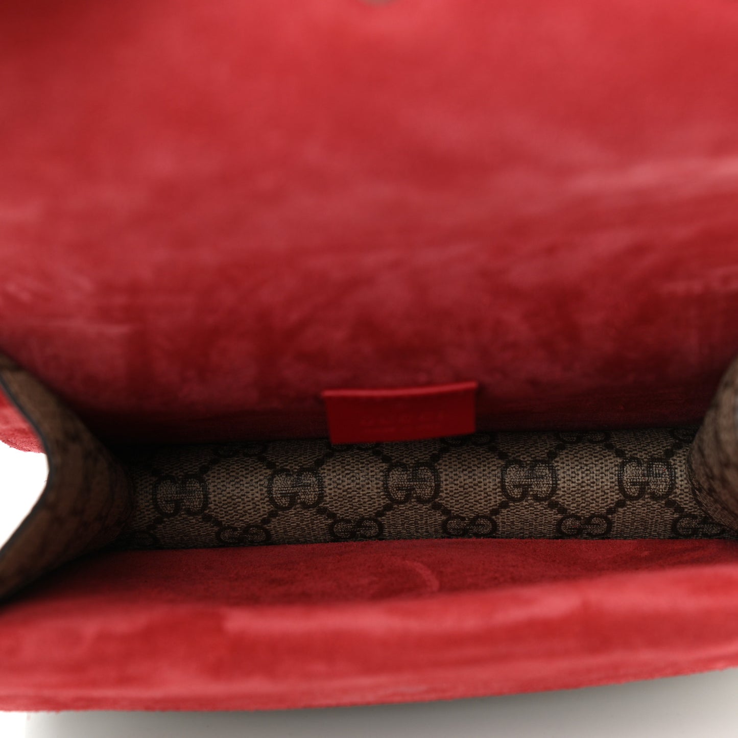 GG Supreme Monogram Suede Mini Dionysus Shoulder Bag Beige Ebony Vulcanic Red