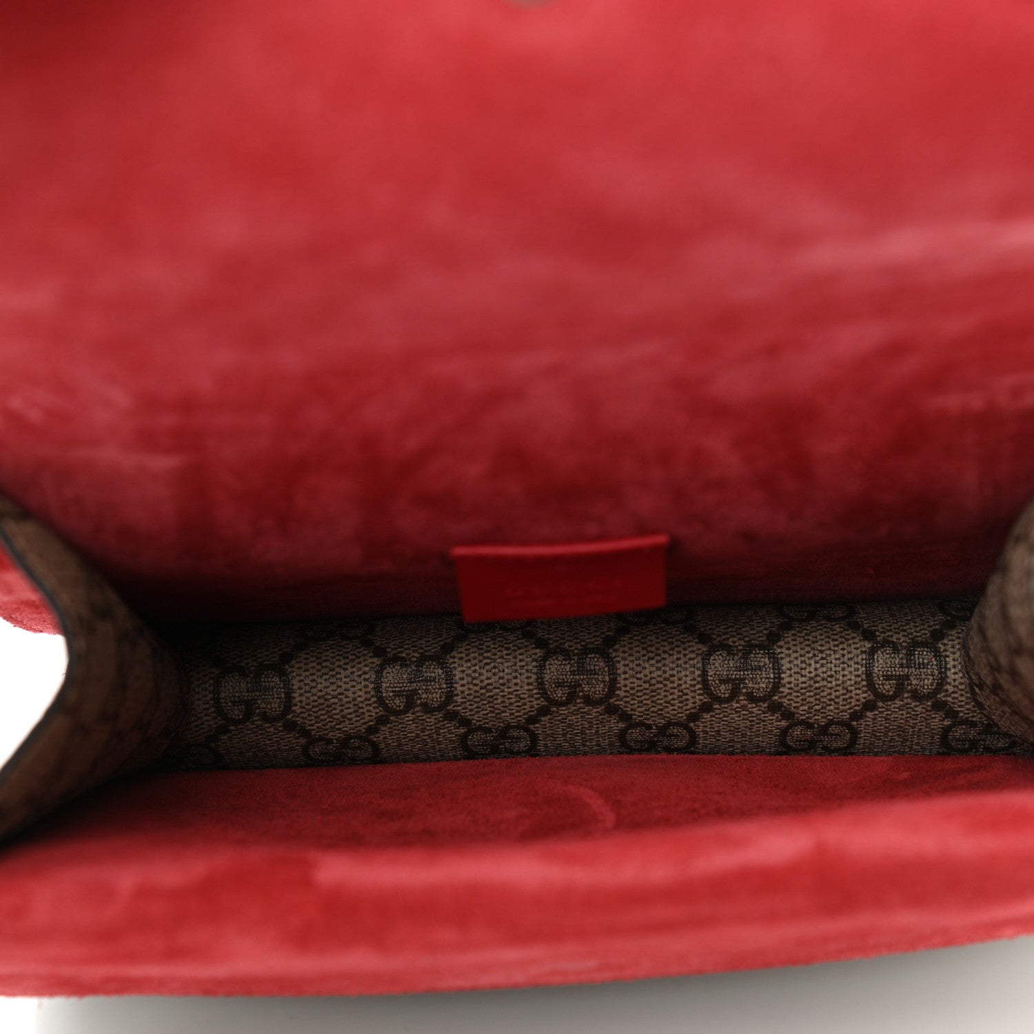Gucci GG Supreme Monogram Suede Mini Dionysus Shoulder Bag Beige Ebony Vulcanic Red 5 of 11