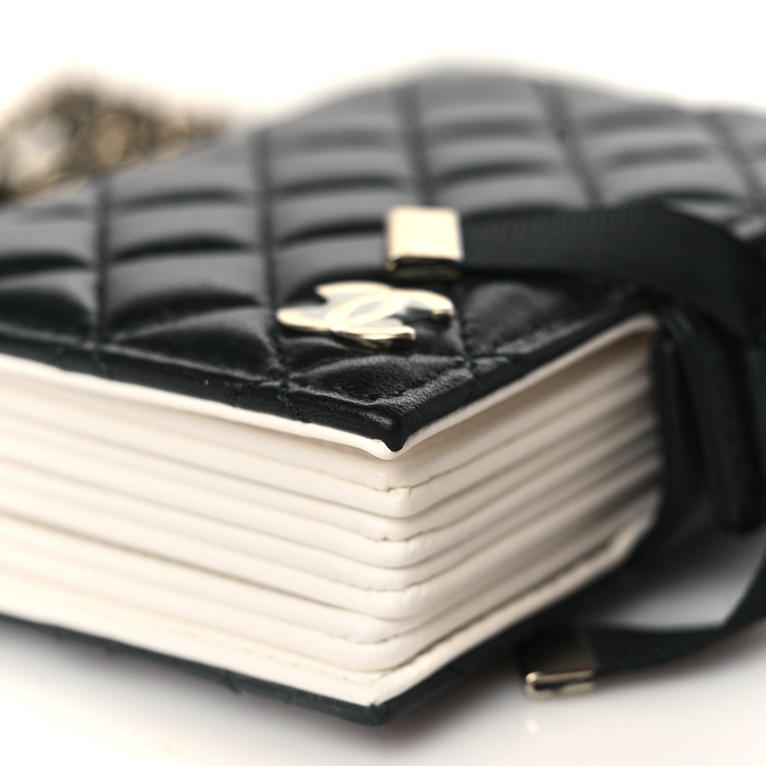 Chanel Lambskin Quilted Book Card Holder on Chain Black 10 of 12