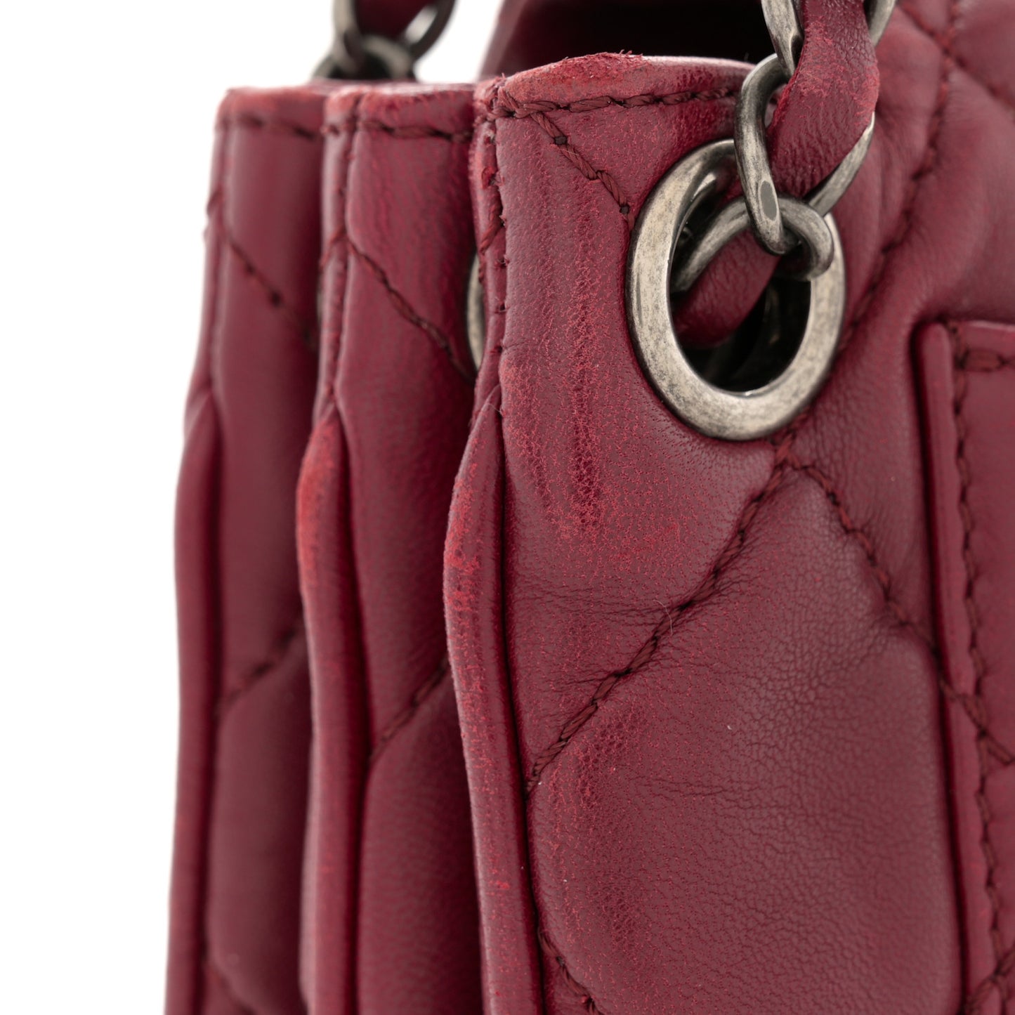 Lambskin Quilted Accordion Flap Burgundy