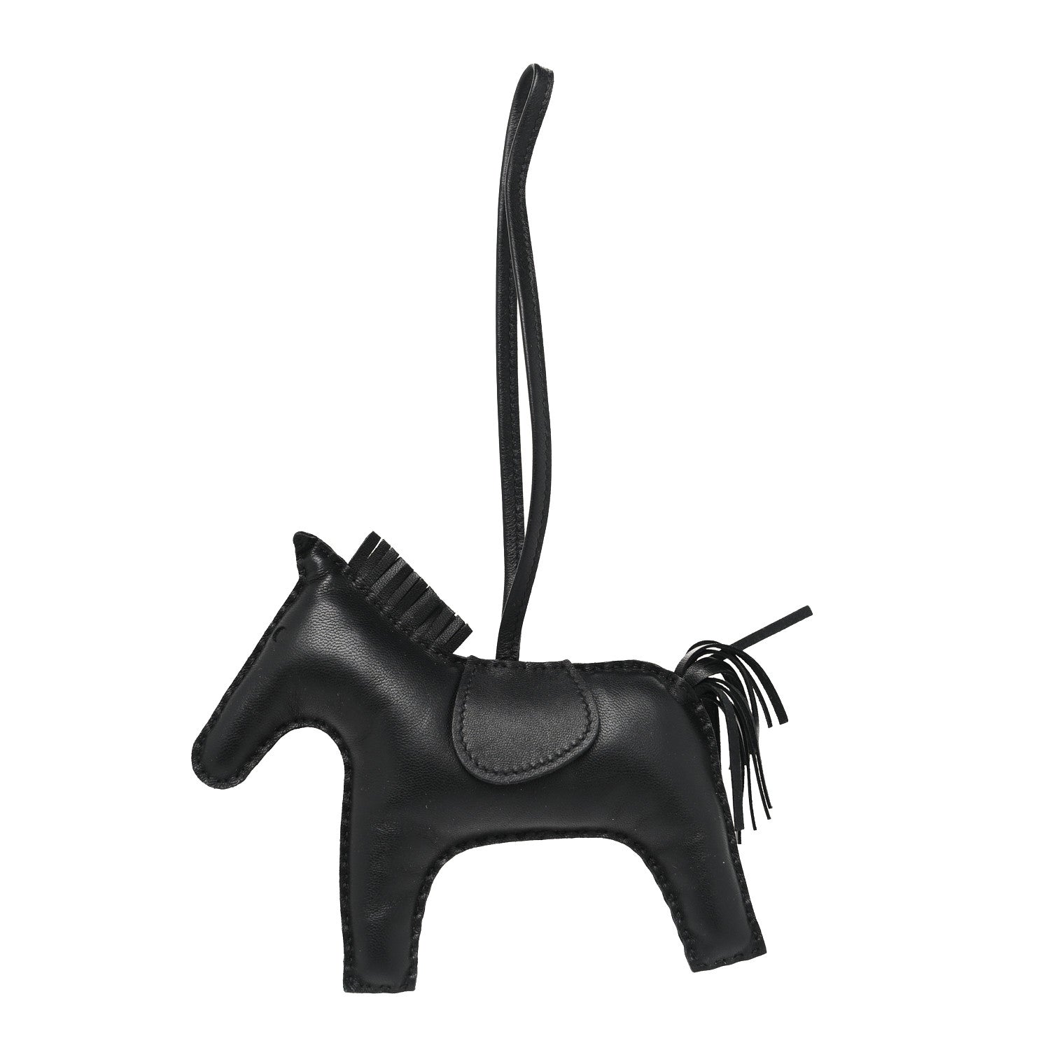 Hermes Milo Lambskin Grigri Rodeo Horse Bag Charm GM So Black 1 of 3