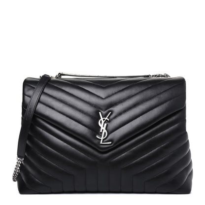 Saint Laurent Calfskin Y Quilted Monogram Large Loulou Chain Satchel Black 1 of 13