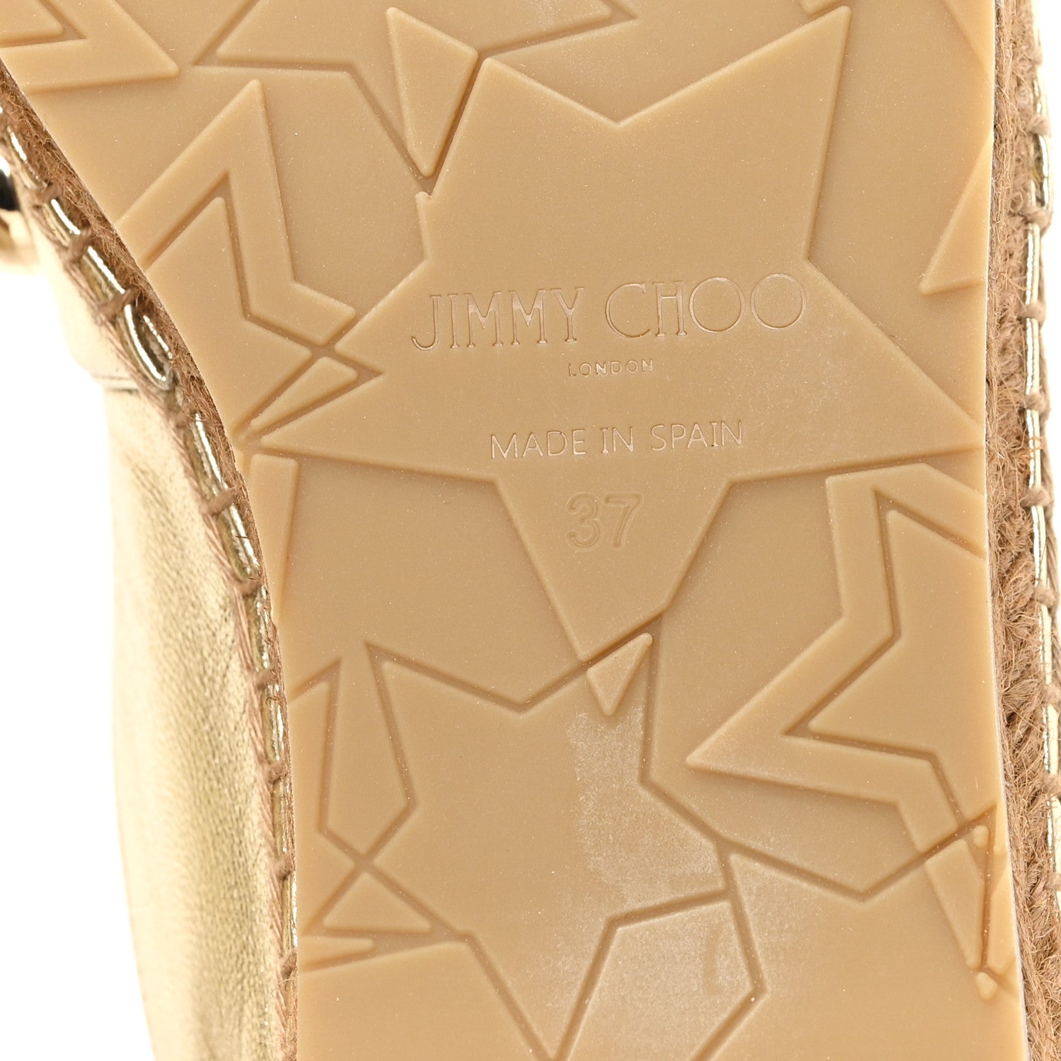 Jimmy Choo Metallic Lambskin Pearl Dru Espadrille Flats 37 Gold 7 of 9