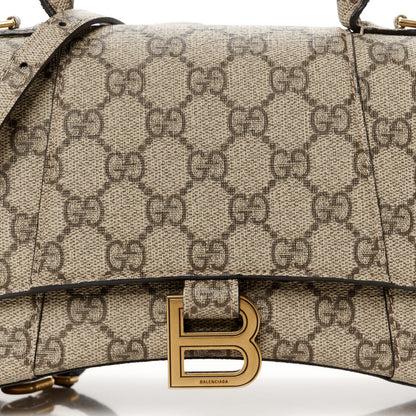 Balenciaga X GUCCI GG Supreme Monogram Small Hourglass Top Handle Bag Beige Ebony 9 of 12