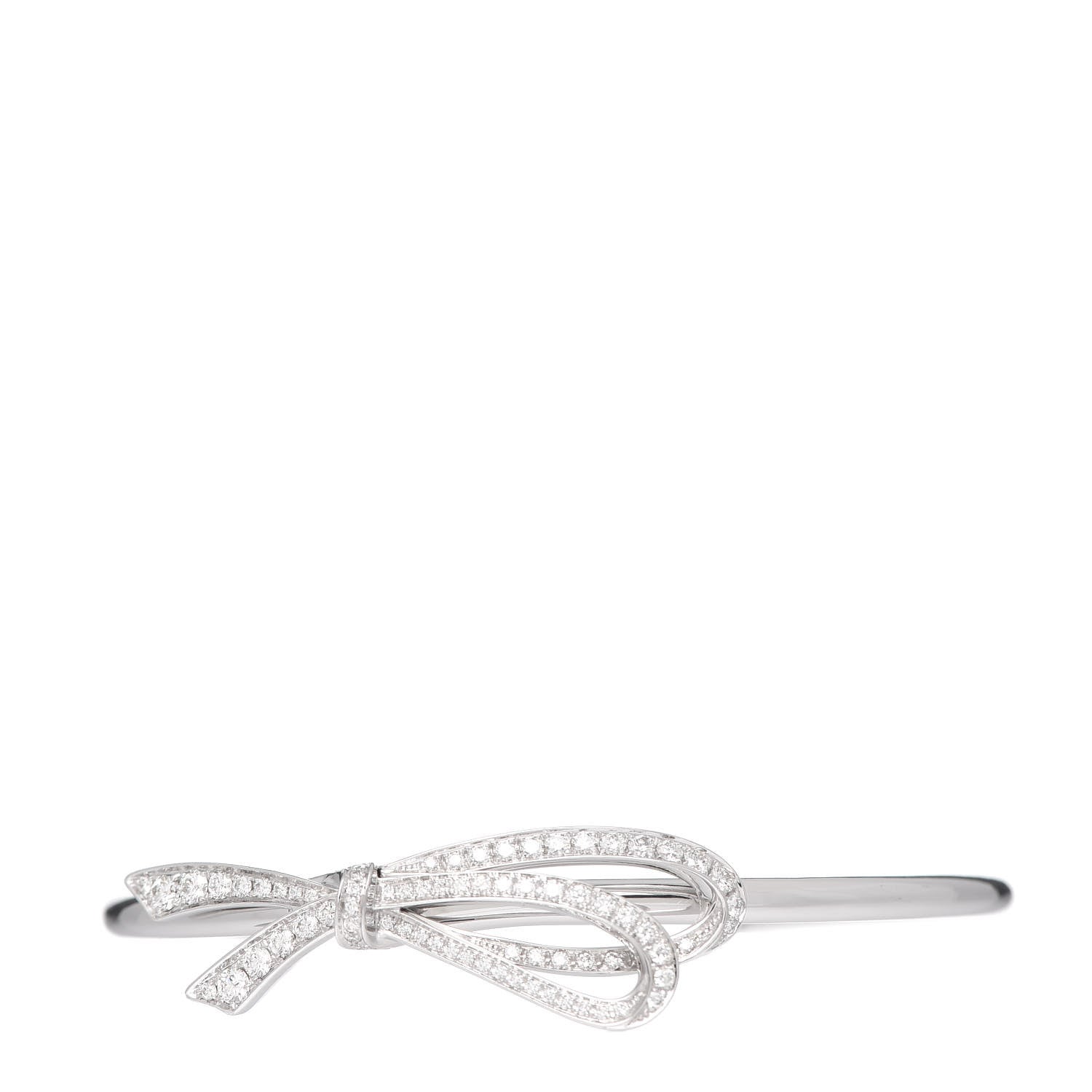 Tiffany 18K White Gold Diamond Medium Bow Cuff Bracelet 1 of 5
