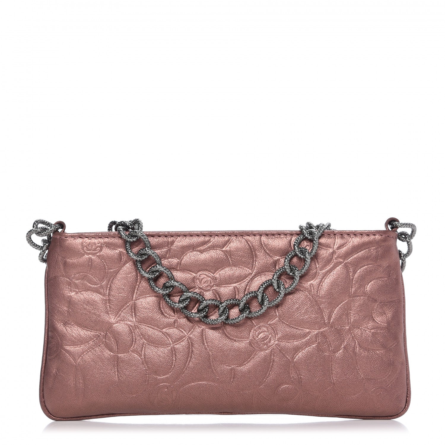 Chanel Metallic Lambskin Camellia Chain Pouch Pink 1 of 9