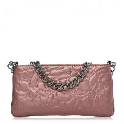 Chanel Metallic Lambskin Camellia Chain Pouch Pink 1 of 9