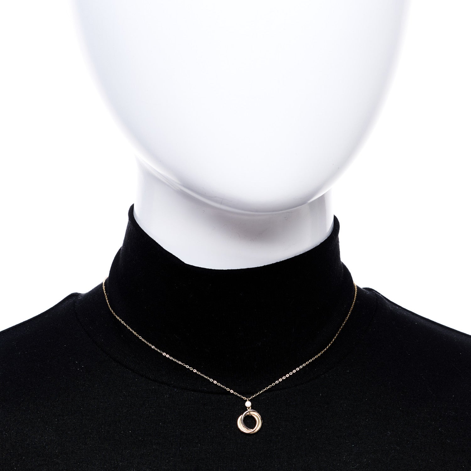 Cartier 18K Pink Yellow White Gold Diamond Trinity Pendant Necklace 2 of 6